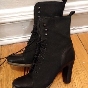 J Crew black lace up heels